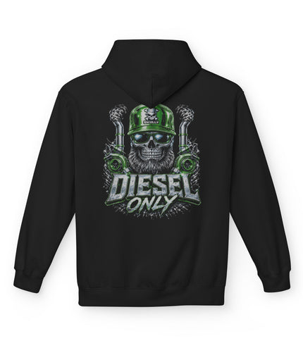 Diesel Only Skull Hoodie — Green Mechanic Trucker