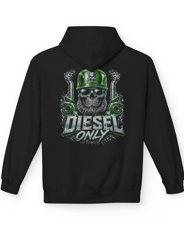 Diesel Only Skull Hoodie — Green Mechanic Trucker
