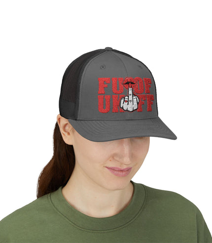 Vintage Red Embroidered 'F*** Off' Trucker Cap