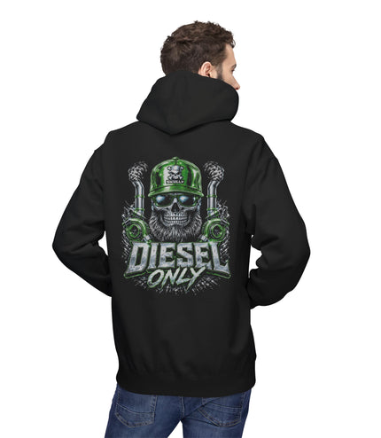 Diesel Only Skull Hoodie — Green Mechanic Trucker