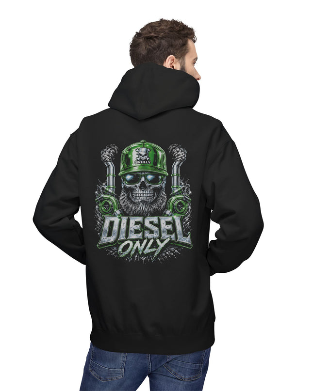 Diesel Only Skull Hoodie — Green Mechanic Trucker