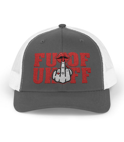 Vintage Red Embroidered 'F*** Off' Trucker Cap